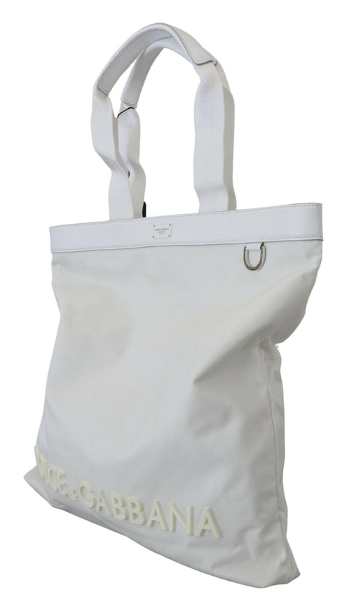 Dolce & Gabbana White Nylon DG Logo Women Shopping Hand Tote Bag - Ellie Belle