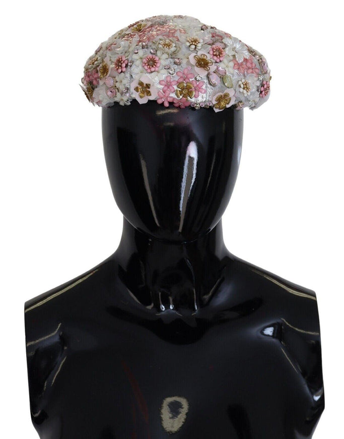 Dolce & Gabbana White Nylon Floral Embellished Hat - Ellie Belle