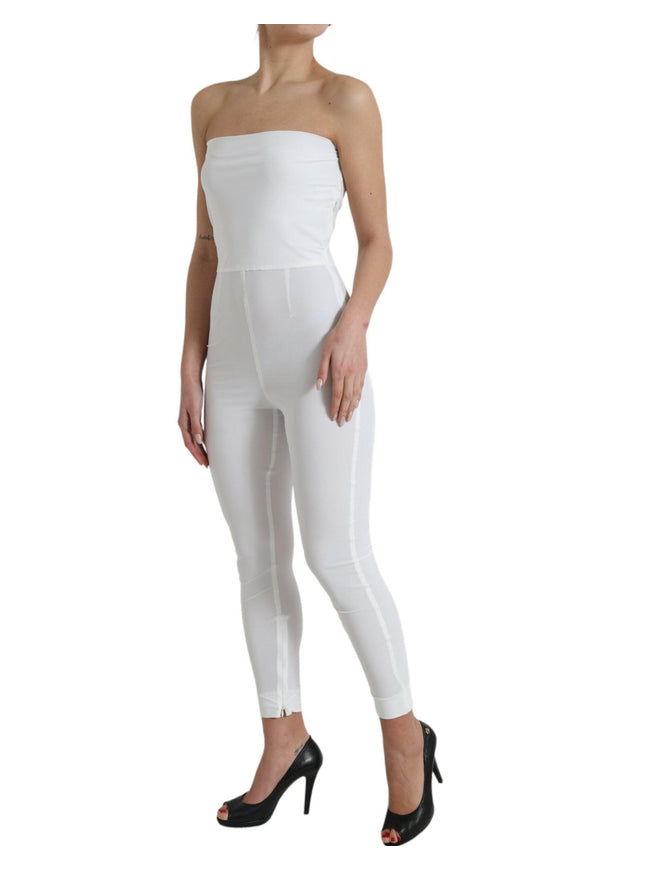 Dolce & Gabbana White Nylon Strapless Bodycon Jumpsuit - Ellie Belle
