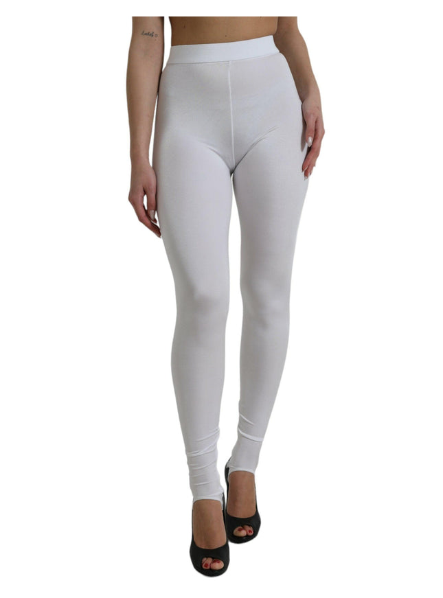 Dolce & Gabbana White Nylon Stretch Slim Leggings Pants - Ellie Belle