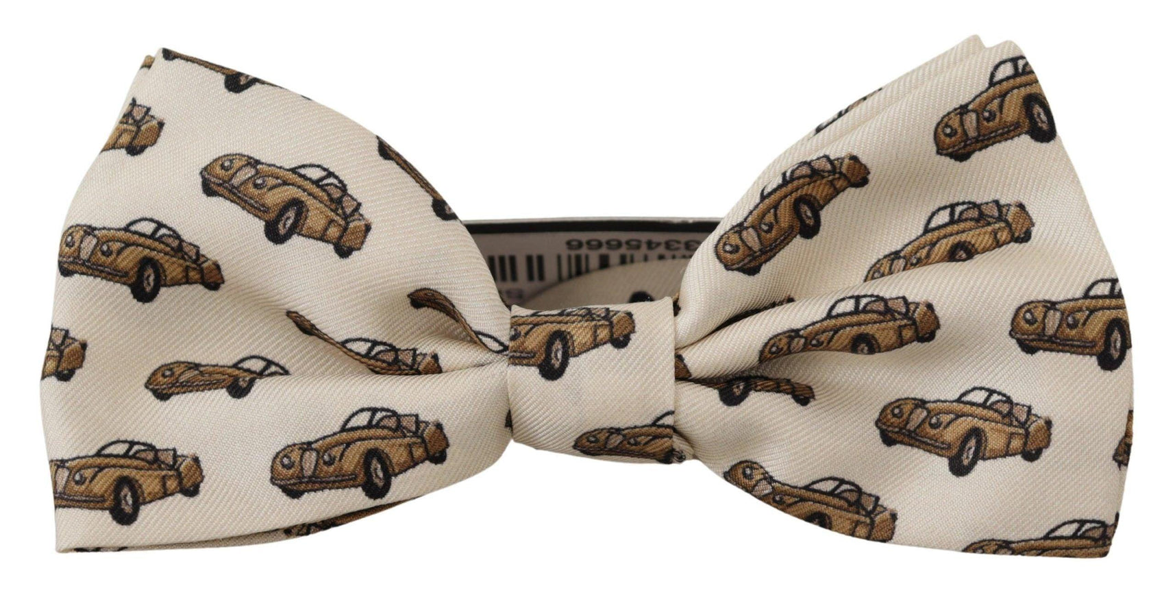 Dolce & Gabbana White Orange Car print Adjustable Neck Papillon Bow Tie - Ellie Belle