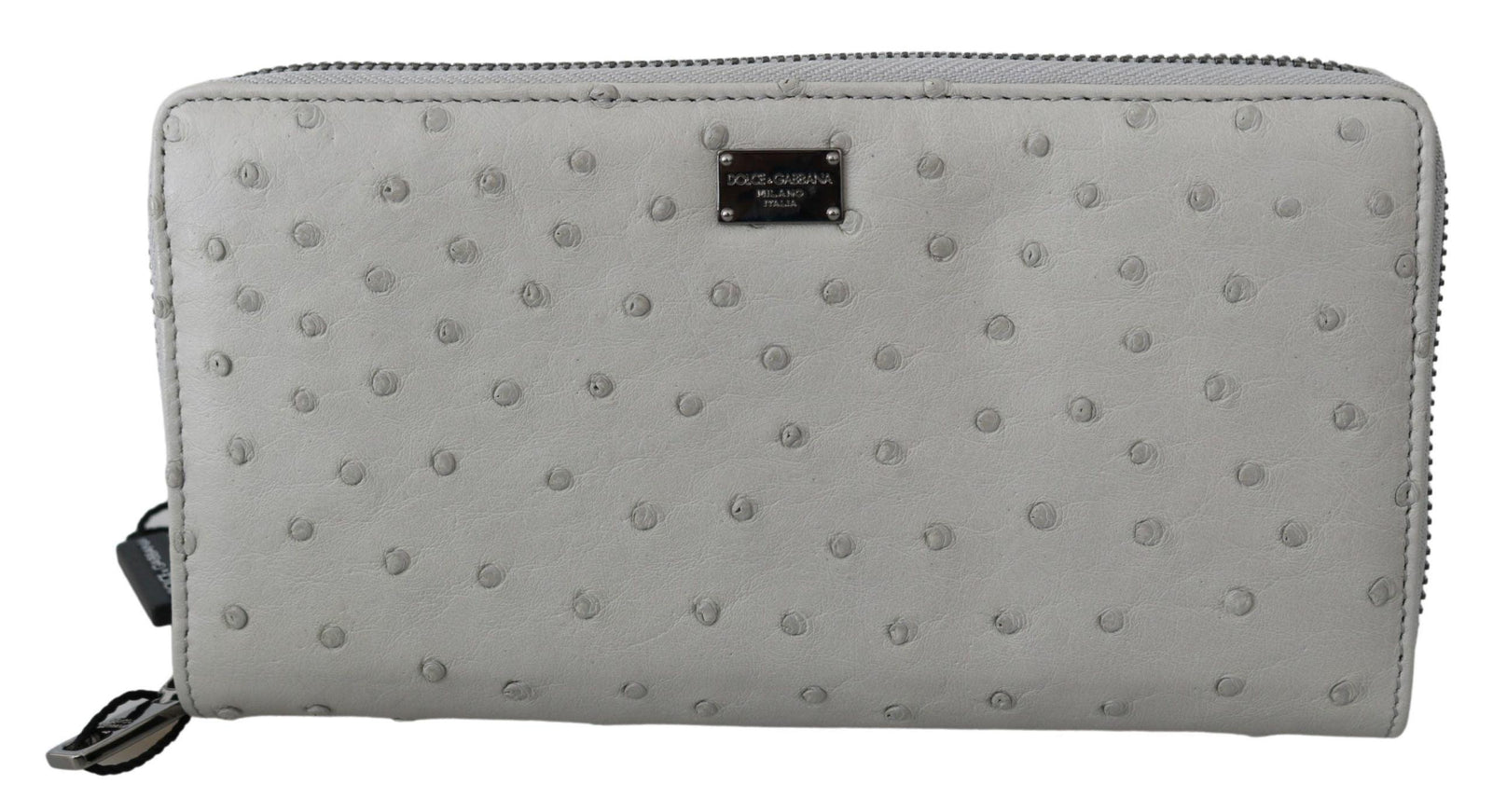 Dolce & Gabbana White Ostrich Leather Continental Mens Clutch Wallet - Ellie Belle