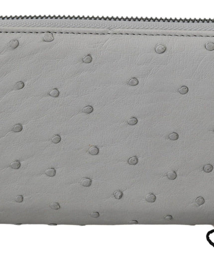 Dolce & Gabbana White Ostrich Leather Continental Mens Clutch Wallet - Ellie Belle