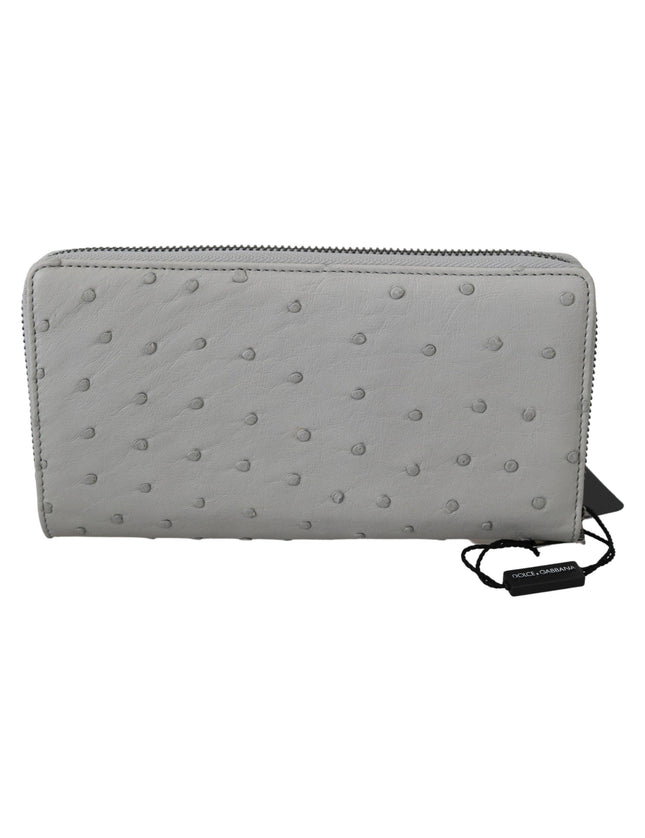 Dolce & Gabbana White Ostrich Leather Continental Mens Clutch Wallet - Ellie Belle