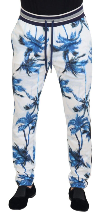 Dolce & Gabbana White Palm Tree Print Men Trouser Pants - Ellie Belle