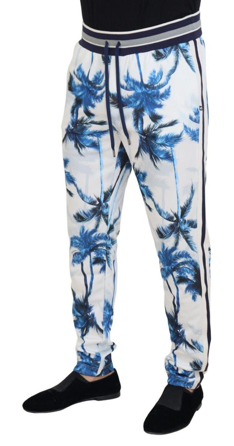 Dolce & Gabbana White Palm Tree Print Men Trouser Pants - Ellie Belle