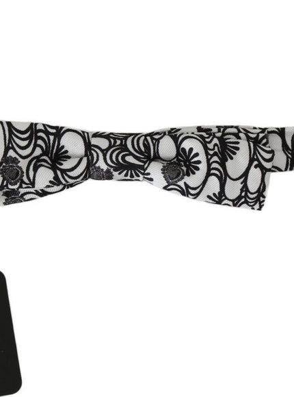 Dolce & Gabbana White Pattern Silk Adjustable Neck Papillon Tie