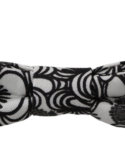 Dolce & Gabbana White Pattern Silk Adjustable Neck Papillon Tie