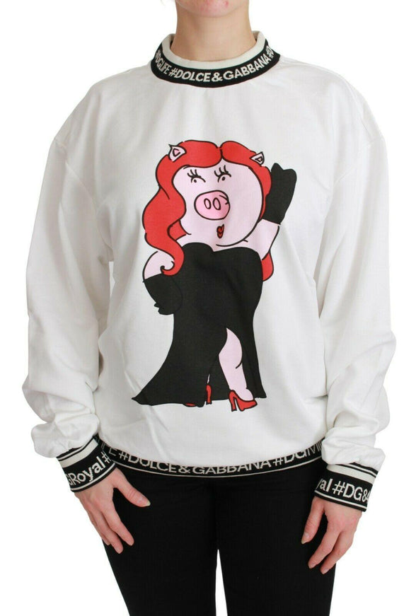 Dolce & Gabbana White Pig of the Year Pullover Sweater - Ellie Belle