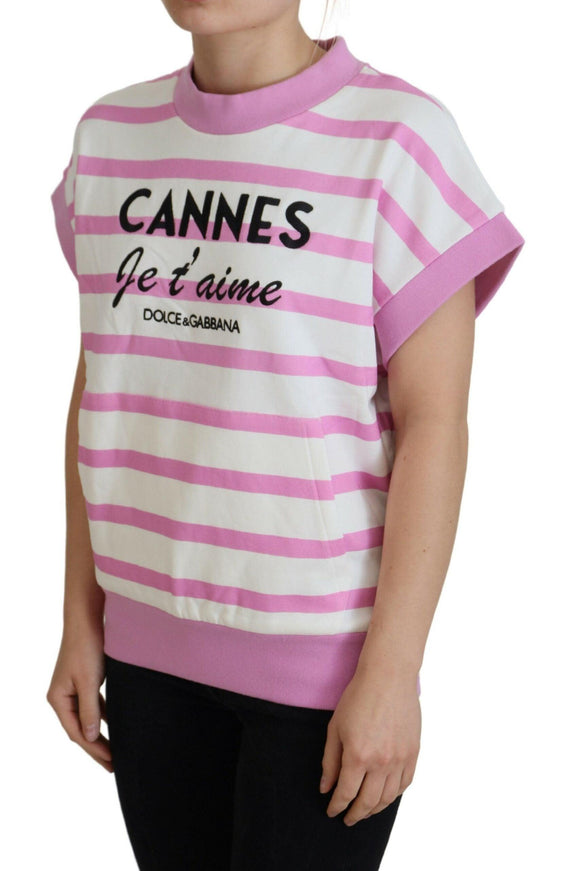 Dolce & Gabbana White Pink CANNES Exclusive T-shirt - Ellie Belle