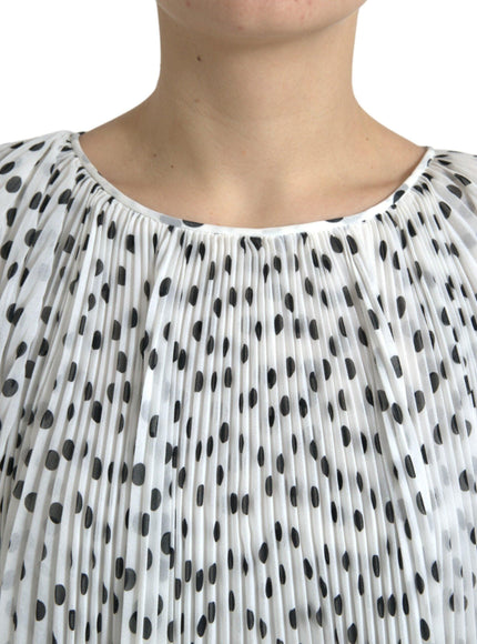 Dolce & Gabbana White Polka Dot A-line Pleated Maxi Dress - Ellie Belle