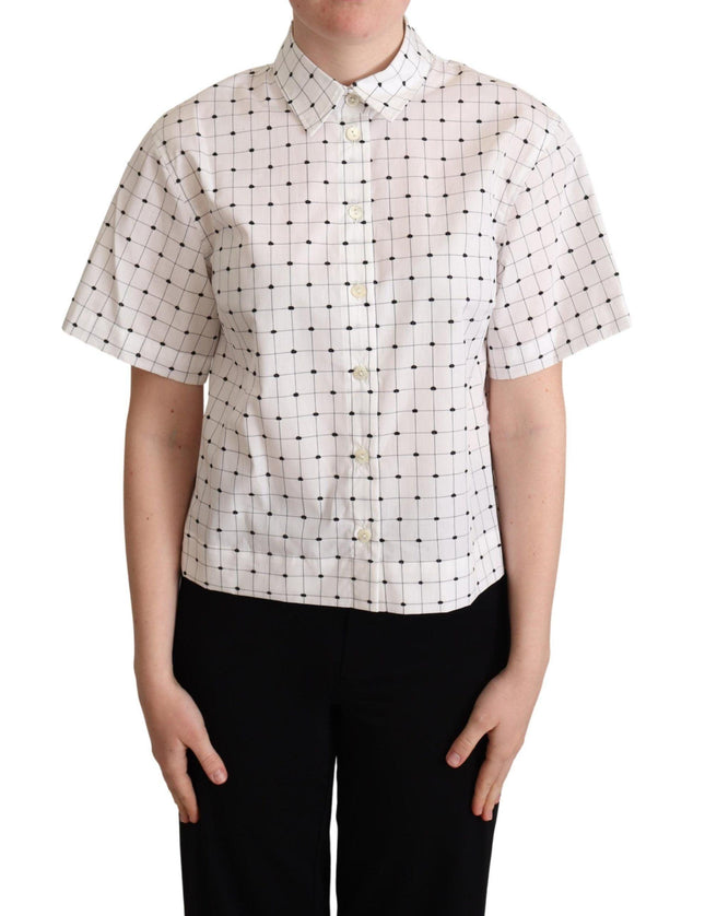 Dolce & Gabbana White Polka Dot Cotton Collared Shirt Top - Ellie Belle