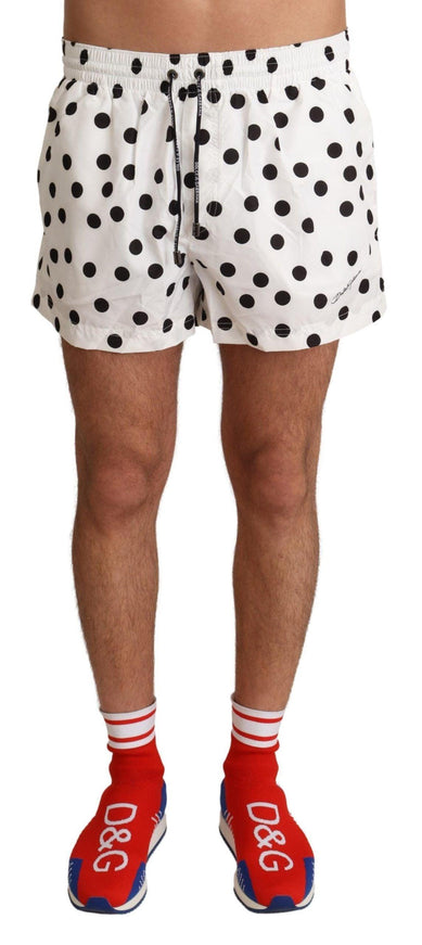 Dolce & Gabbana White Polka Dots Beachwear Shorts Swimwear - Ellie Belle