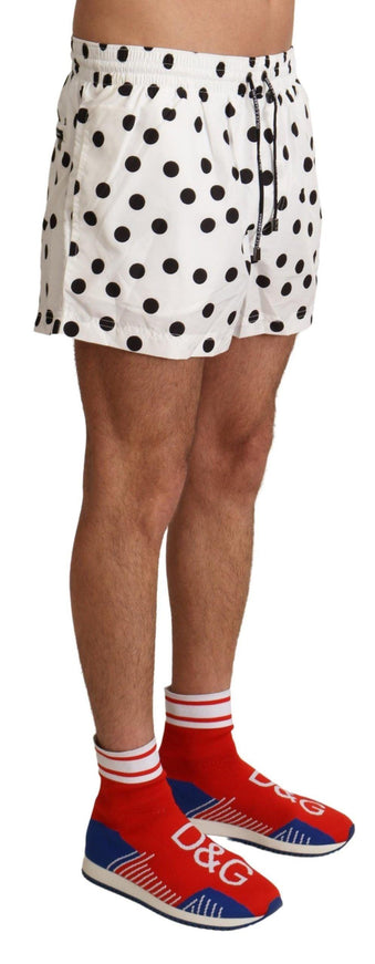 Dolce & Gabbana White Polka Dots Beachwear Shorts Swimwear - Ellie Belle