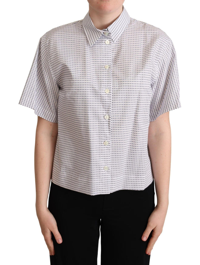 Dolce & Gabbana White Polka Dots Collared Blouse Shirt - Ellie Belle