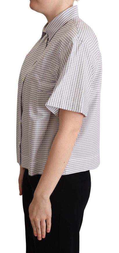 Dolce & Gabbana White Polka Dots Collared Blouse Shirt - Ellie Belle