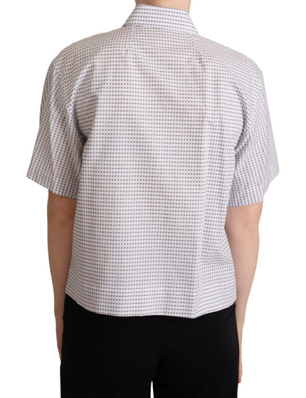 Dolce & Gabbana White Polka Dots Collared Blouse Shirt - Ellie Belle
