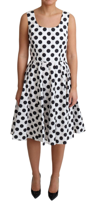 Dolce & Gabbana White Polka Dotted Cotton A-Line Dress - Ellie Belle