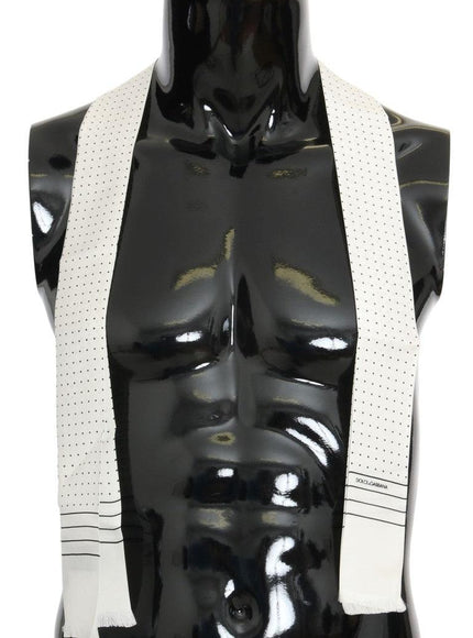 Dolce & Gabbana White Polka Dotted Silk Skinny Scarf