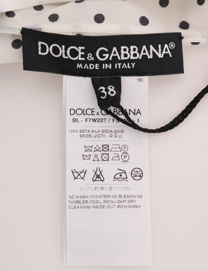 Dolce & Gabbana White Polka Dotted Silk T-shirt Top - Ellie Belle