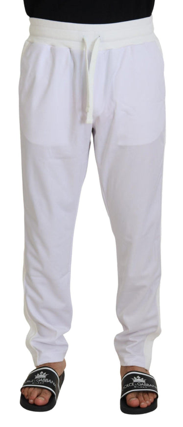 Dolce & Gabbana White Polyester Crown Logo Jogger Pants - Ellie Belle