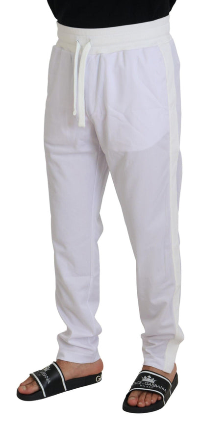 Dolce & Gabbana White Polyester Crown Logo Jogger Pants - Ellie Belle