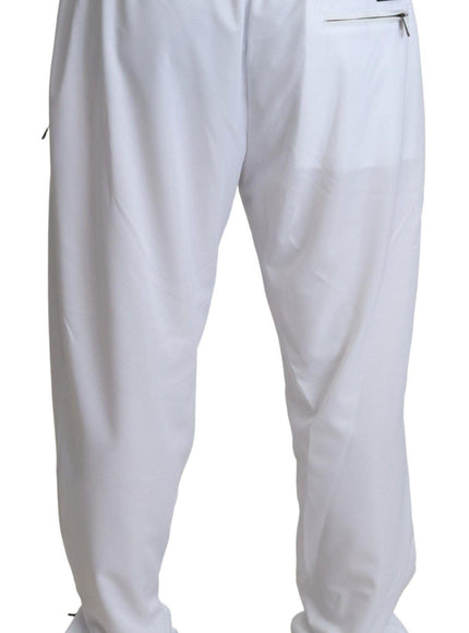 Dolce & Gabbana White Polyester Logo Patch Sweatpants Pants - Ellie Belle