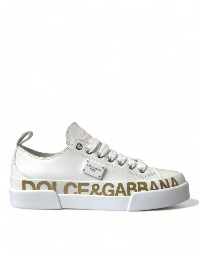 Dolce & Gabbana White Portofino Calfskin Leather Sneaker Shoes - Ellie Belle