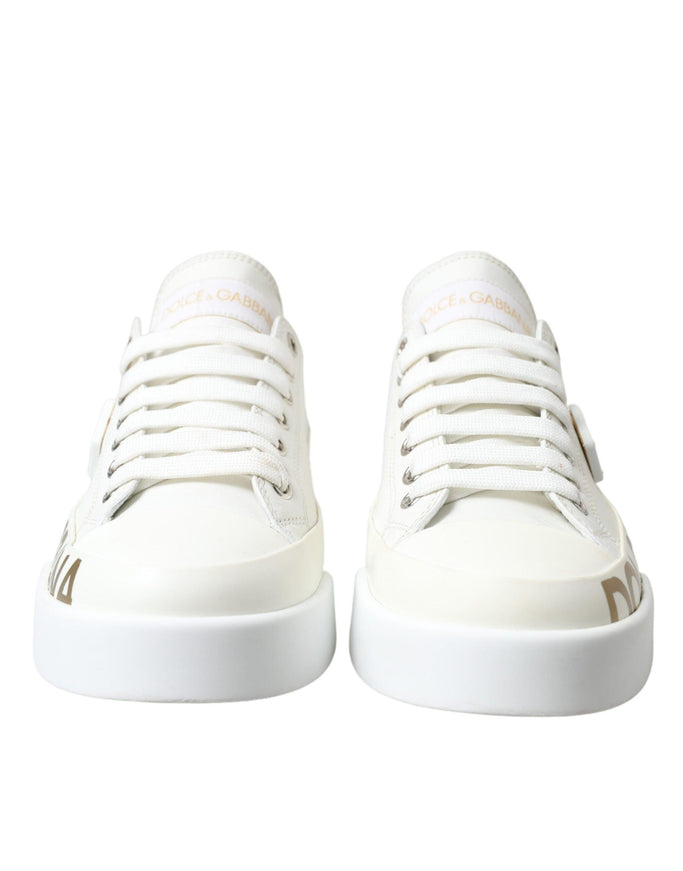 Dolce & Gabbana White Portofino Calfskin Leather Sneaker Shoes - Ellie Belle