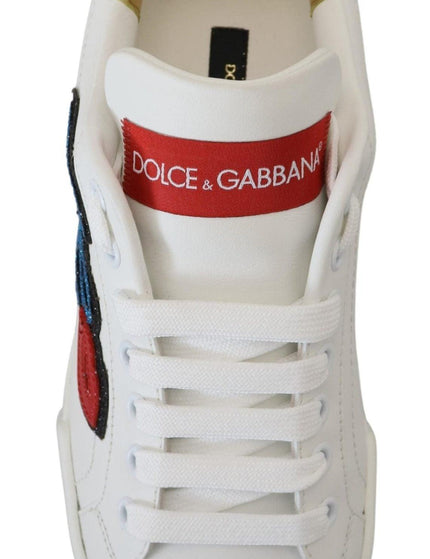 Dolce & Gabbana White Portofino Logo Classic Sneakers Shoes - Ellie Belle