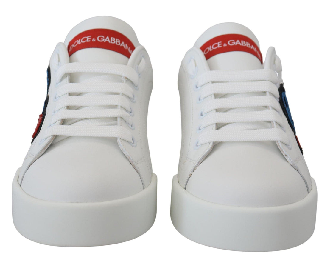 Dolce & Gabbana White Portofino Logo Classic Sneakers Shoes - Ellie Belle