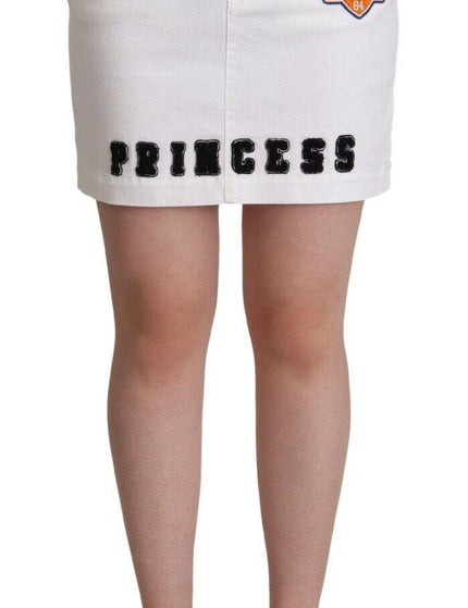 Dolce & Gabbana White Princess Embellish Mini Denim Pencil Cut Skirt - Ellie Belle