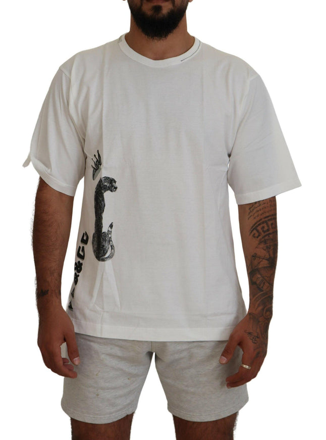 Dolce & Gabbana White Printed Short Sleeves Mens T-shirt - Ellie Belle