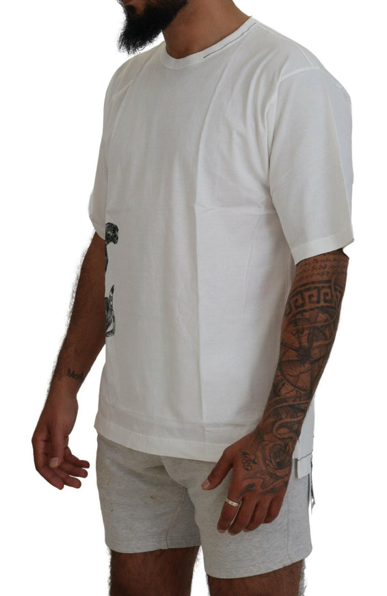 Dolce & Gabbana White Printed Short Sleeves Mens T-shirt - Ellie Belle