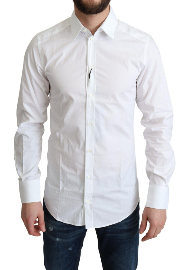 Dolce & Gabbana White Pure Cotton Men Dress Formal Shirt - Ellie Belle