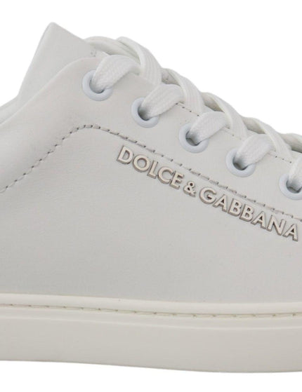 Dolce & Gabbana White Purple Leather Logo Womens Shoes - Ellie Belle