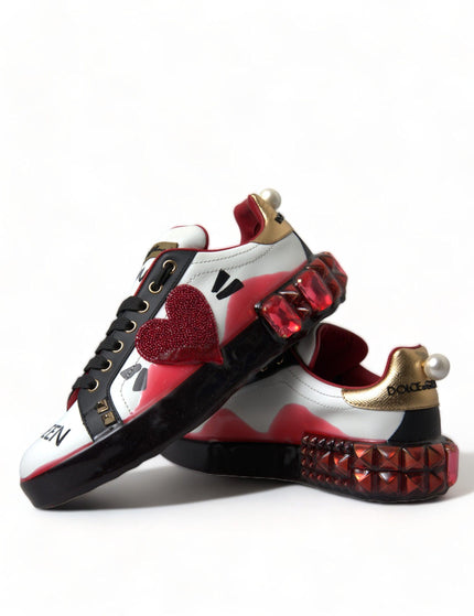Dolce & Gabbana White Red Crystals Portofino Sneakers Women Shoes - Ellie Belle