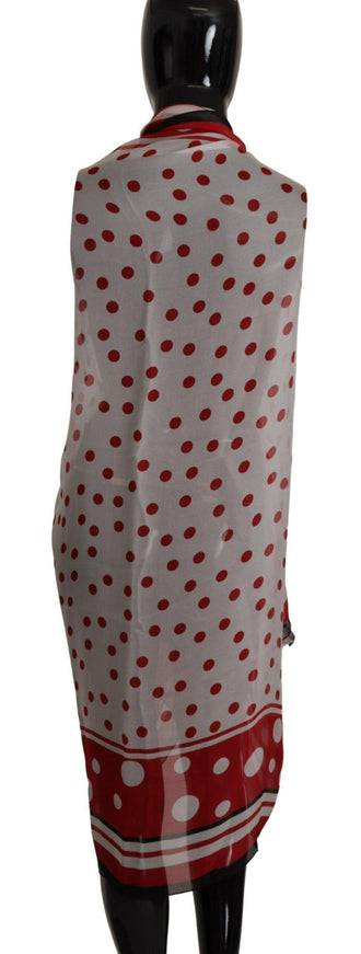 Dolce & Gabbana White Red Polka Dots Shawl Wrap Scarf - Ellie Belle