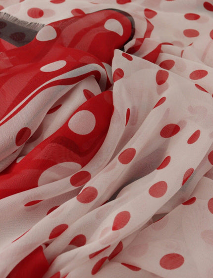 Dolce & Gabbana White Red Polka Dots Shawl Wrap Scarf - Ellie Belle