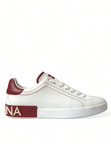 Dolce & Gabbana White Red Portofino Low Top Men Sneakers Shoes - Ellie Belle