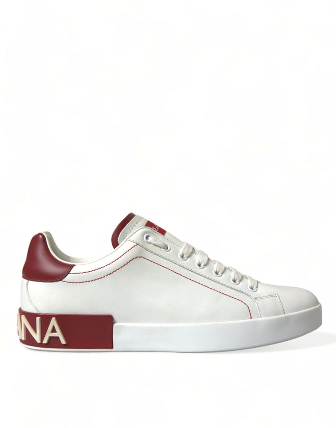 Dolce & Gabbana White Red Portofino Low Top Men Sneakers Shoes - Ellie Belle