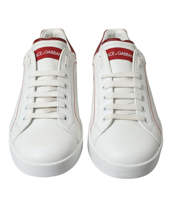 Dolce & Gabbana White Red Portofino Low Top Men Sneakers Shoes - Ellie Belle