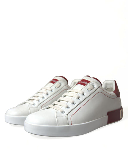 Dolce & Gabbana White Red Portofino Low Top Men Sneakers Shoes - Ellie Belle