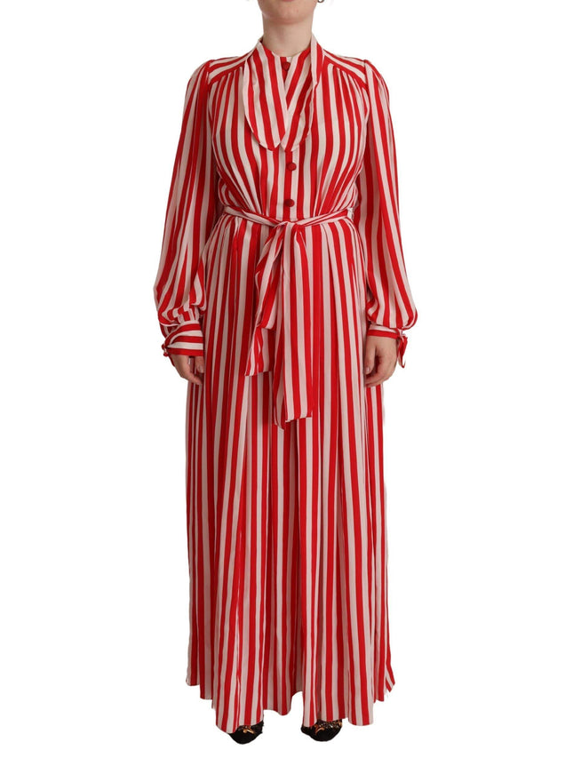 Dolce & Gabbana White Red Silk A-Line Shift Gown Dress - Ellie Belle