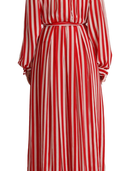 Dolce & Gabbana White Red Silk A-Line Shift Gown Dress - Ellie Belle