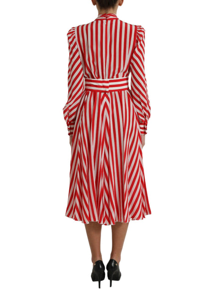 Dolce & Gabbana White Red Silk A-Line Shift Gown Maxi Dress - Ellie Belle