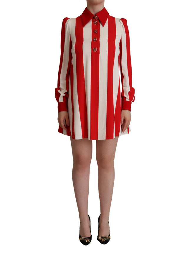 Dolce & Gabbana White Red Stretch Mini Shirt Gown Dress - Ellie Belle