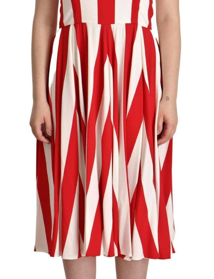 Dolce & Gabbana White Red Stretch Shift A-line Gown Dress - Ellie Belle