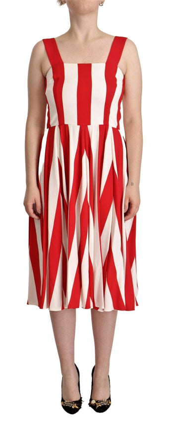 Dolce & Gabbana White Red Stretch Shift A-line Gown Dress - Ellie Belle