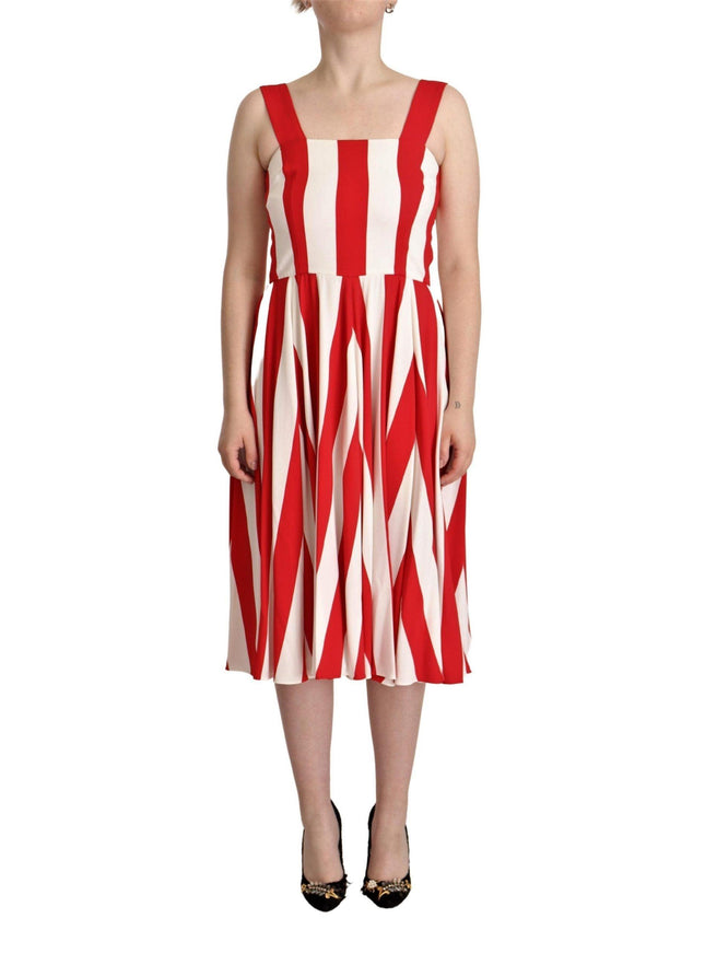 Dolce & Gabbana White Red Stretch Shift A-line Gown Dress - Ellie Belle